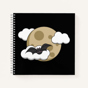 Carnet Kawaii Happy Bat Voler sur la Pleine lune