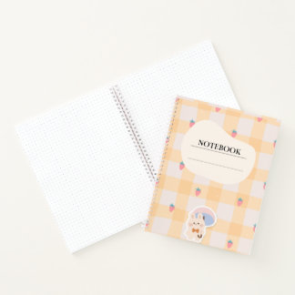 Carnet Kawaii Lapin Fraise Gingham Pastel