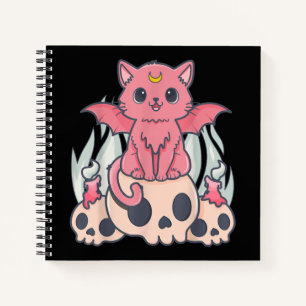 Carnet Kawaii Pastel Goth Cute Démon Déplaisant Chat et