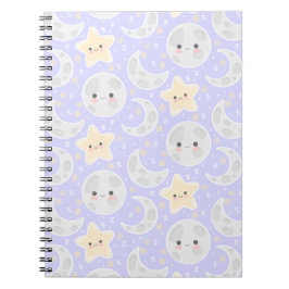 Carnet Kawaii Pastel Moon Star Lilac Motif