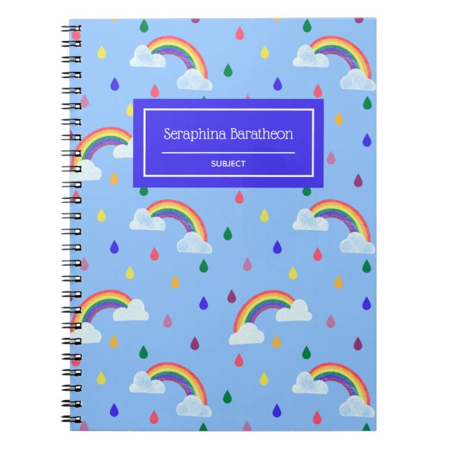 Carnet Kawaii Rainbow Pluie Motif Personnalisé (Devant)