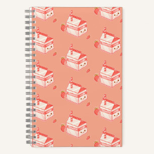 Carnet Kawaii Strawberry Milk Carton - Cute Aesthetic Art