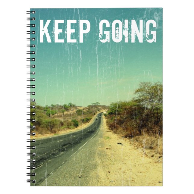 Carnet "Keep going" vintage photo of a road (Devant)