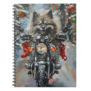 Carnet Keeshond chien équitation moto Noël
