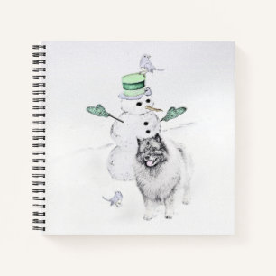 Carnet Keeshond Noël Snowman Peinture Chien Art