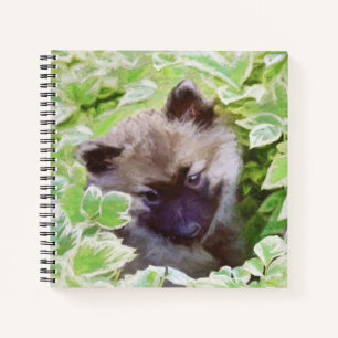 Carnet Keeshond Puppy in the Garden Peinture Art original