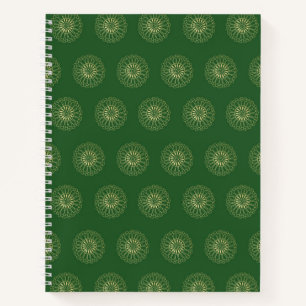 Carnet Kelly Green Médaillons de fleurs de Zinnia dorée