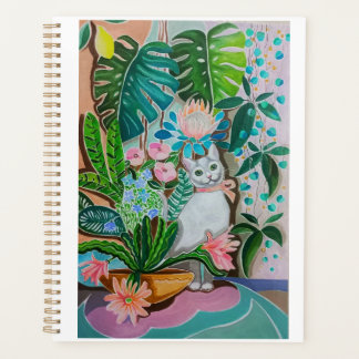 Carnet Kitty blanche dans la verdure
