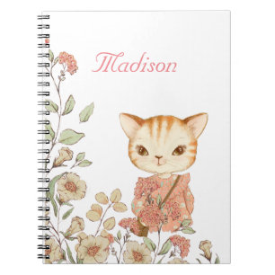 Carnet Kitty Cat Girly Vintage Nom de la mignonne Personn