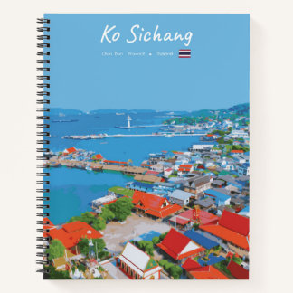 Carnet Ko Sichang, Thaïlande - Vue en spirale du port vib