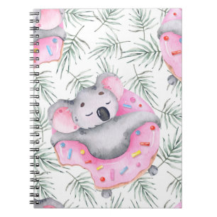 Carnet Koala aquarelle, motif tropical.