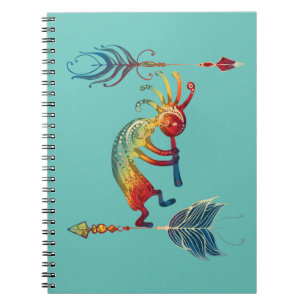 Carnet Kokopelli Amérindien avec deux plumes 1
