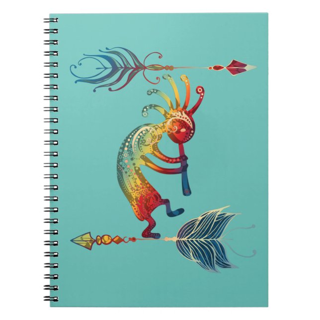 Carnet Kokopelli, Autochtone Américain, Avec Deux Plumes  (Devant)
