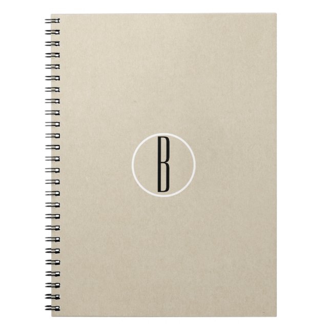 Carnet Kraft Brown Chic Monogramme Lettre Initiale Rustiq (Devant)