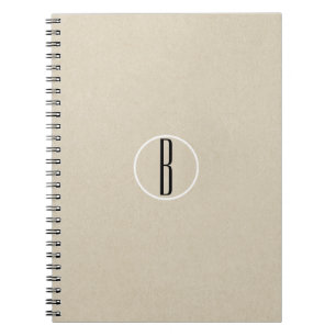 Carnet Kraft Brun Chic Monogramme Lettre Initiale Rustiqu