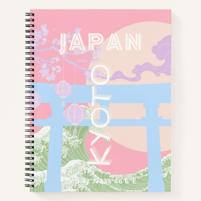 Carnet Kyoto Japan Travel Art, Pink Pastel Travel Art (Devant)