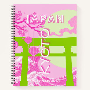 Carnet Kyoto Japan Travel Art, Pink Travel Art