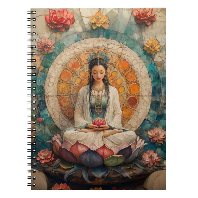 Carnet La déesse bouddhiste Quan Yin Portrait Peinture Ar (Devant)