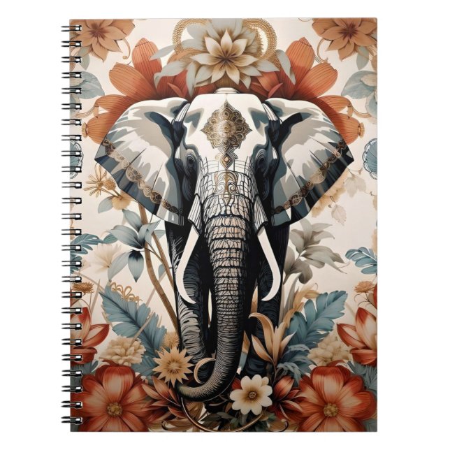 Carnet La faune majestueuse des éléphants décorés (Devant)