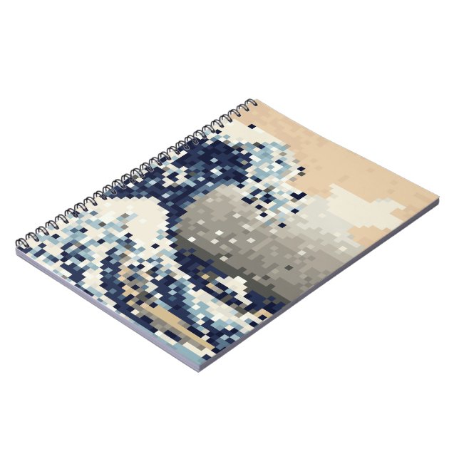 Carnet La Grande vague au large de Kanagawa 8 bits Pixel  (Côté gauche)
