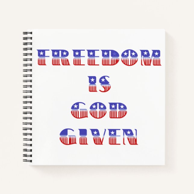 Carnet La liberté est Dieu donné, blanc rouge et bleu (Devant)
