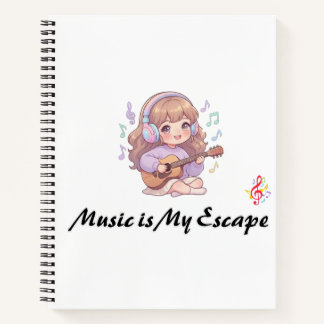 Carnet La musique est mon échappatoire Jolie fille anime