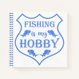 Carnet La pêche est mon passe-temps citation sur blason 