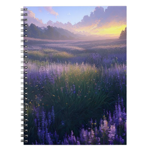 Carnet La prairie violette au coucher du soleil (Devant)