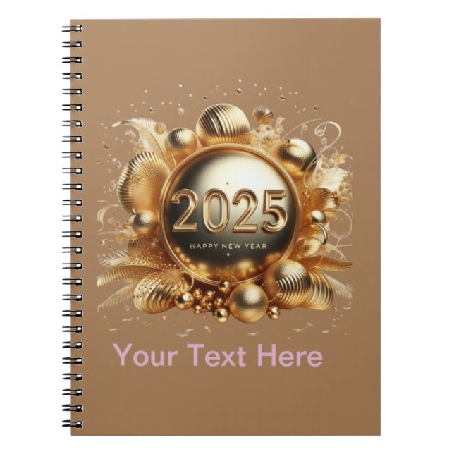 Carnet La typographie d'or bonne année 2025 (Devant)