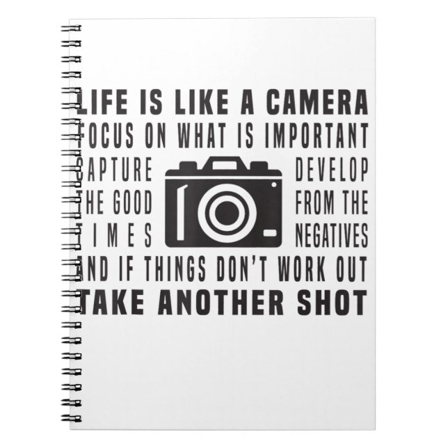 Carnet La Vie Du Photographe Est Comme Une Caméra Photogr (Devant)