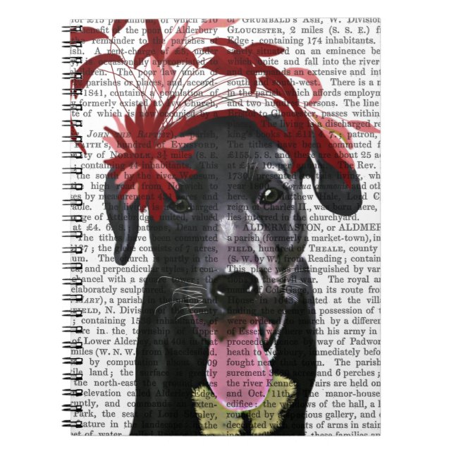 Carnet Labrador Noir Avec Fascinateur Rouge (Devant)
