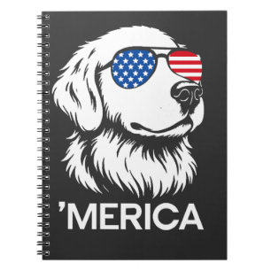 Carnet Labrador patriotique drapeau américain Quatre Juil
