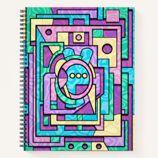 Carnet Labyrinthe Abstrait Géométrique Pastel Kawaii