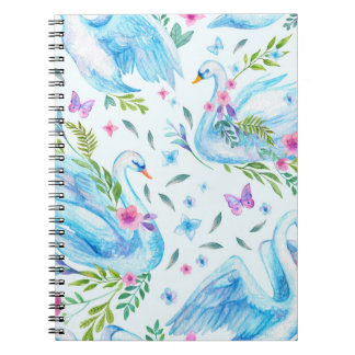 Carnet Lac des cygnes, motif aquarelle mignon sans coutur