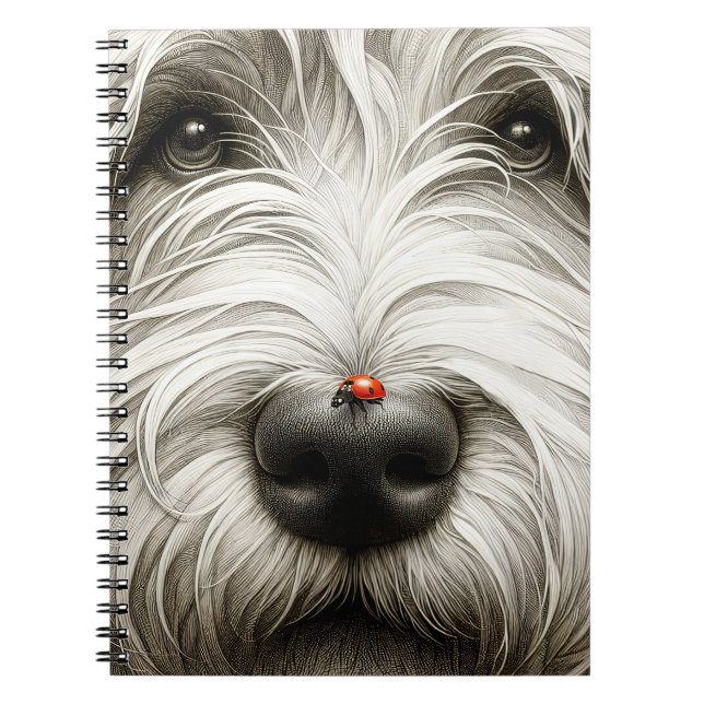 Carnet Ladybug sur le nez de Shaggy Dog (Devant)