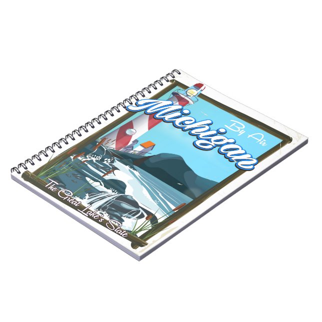 Carnet L'affiche de voyage du phare du Michigan!. (Côté gauche)