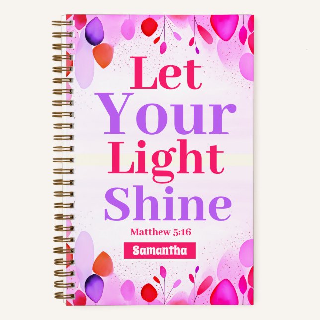 Carnet Laissez votre lumière briller Boho Christian Girl  (Recto)