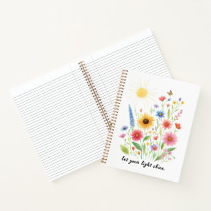 Carnet Laissez votre lumière briller fleurs et soleil