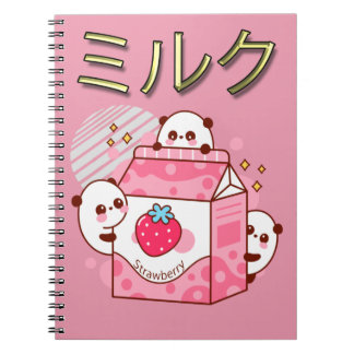Carnet Lait de fraise Kawaii japonais Shake Carton