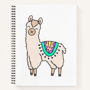 Carnet lama alpaga de dessin animé souriant et heureux