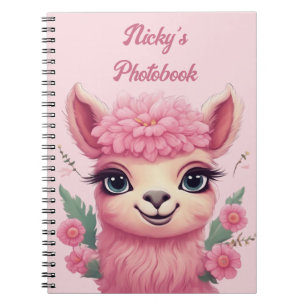 Carnet Lama bébé rose souriant
