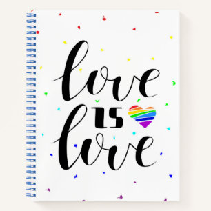 Carnet L'amour est l'amour   Coeurs arc-en-ciel