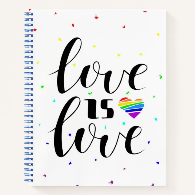 Carnet L'amour est l'amour | Coeurs arc-en-ciel (Devant)