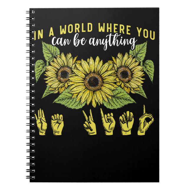 Carnet Langue des signes Sourd Tournesol Soyez gentil (Devant)