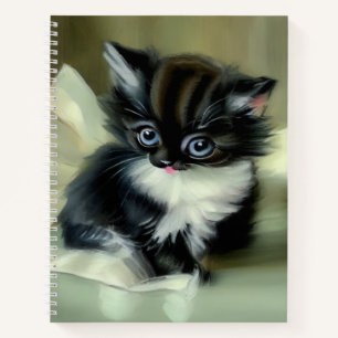 Carnet Langue vintage de Kitten noir et blanc