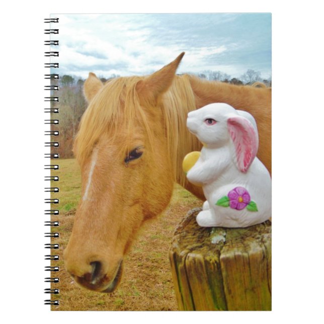 Carnet Lapin blanc et cheval jaune blond (Devant)