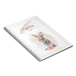 Carnet Lapin de Pâques élégant Joyeuses Pâques Art Aqua