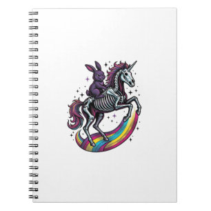 Carnet Lapin foncé chevauchant la licorne squelette vinta