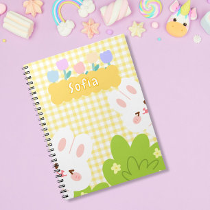 Carnet Lapin Mignon Kawaii Fleurs de Printemps Pastel