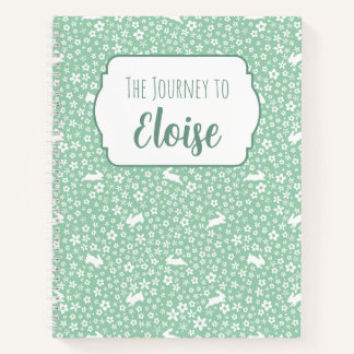 Carnet Lapin Mint Floral Parcours de Fertilité FIV Premiu